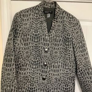 Jones  Metallic Moc Croc Reptile Print Brocade Jacket Blazer Size L